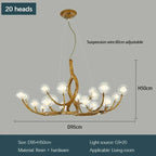 Rustic Farmhouse Branch Chandelier with Glass Orbs