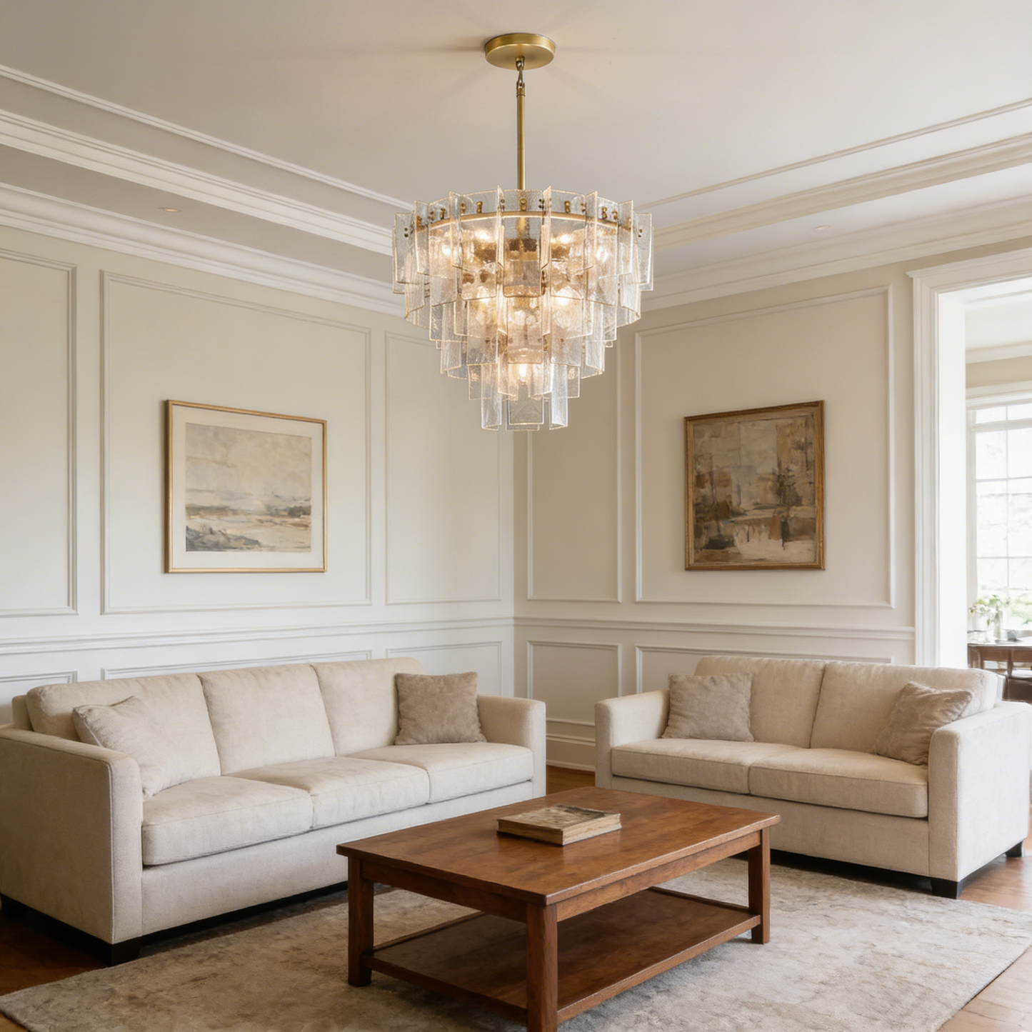 Lakkida Glass Tiered Gold Chandelier for Foyer, Living Room, Entryway