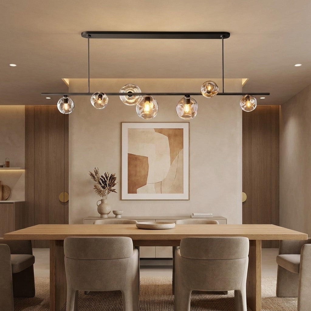 Bubble Clear Glass Linear Chandelier 61'' 79''for Dining room – Aloralamps