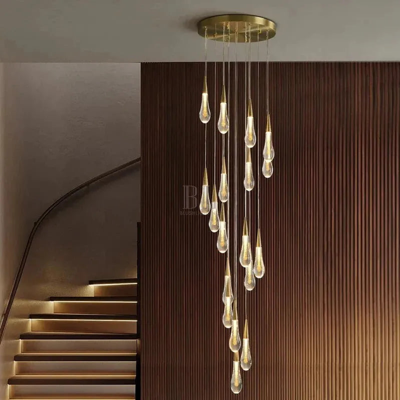 Spiral Raindrop Staircase Ceiling Lighting