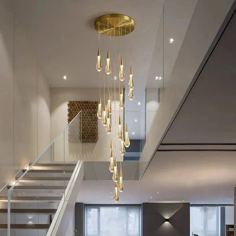 Spiral Raindrop Staircase Ceiling Lighting