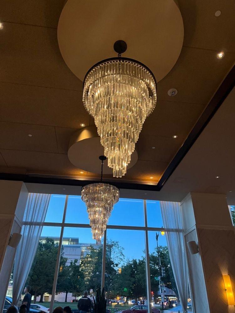 Spiral Tiered Crystal Chandelier in Black Finish
