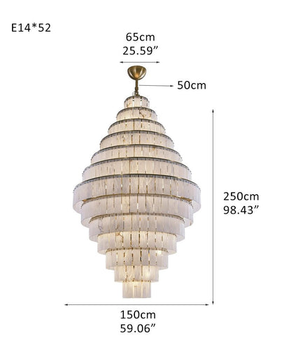 Stairwell Luxury Modern LED High Ceiling Large Alabaster Chandelier