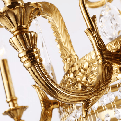 Stunning Oversized Luxury Golden Metal Candle Crystal Tassel Chandelier