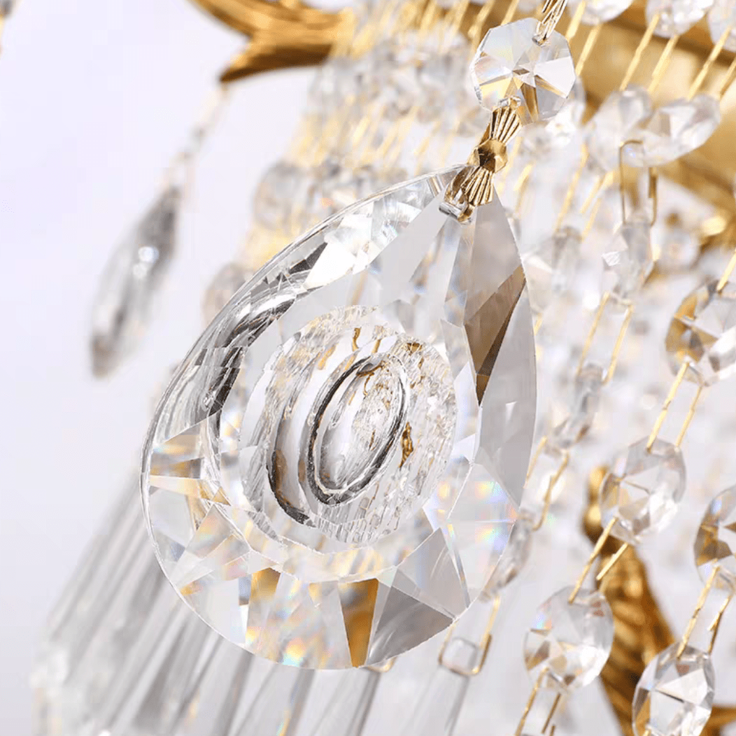 Stunning Oversized Luxury Golden Metal Candle Crystal Tassel Chandelier