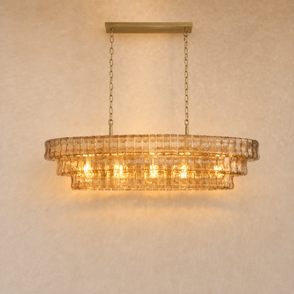 Amber Glass Pendant Light in a dining room