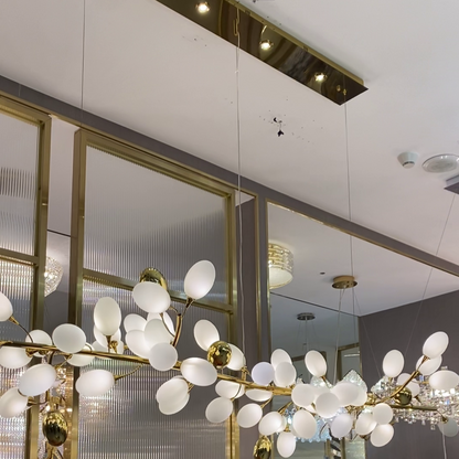 Creative Art Grape Chandelier Pure White Nordic Ring and Linear Design for Living Room or Dining Room