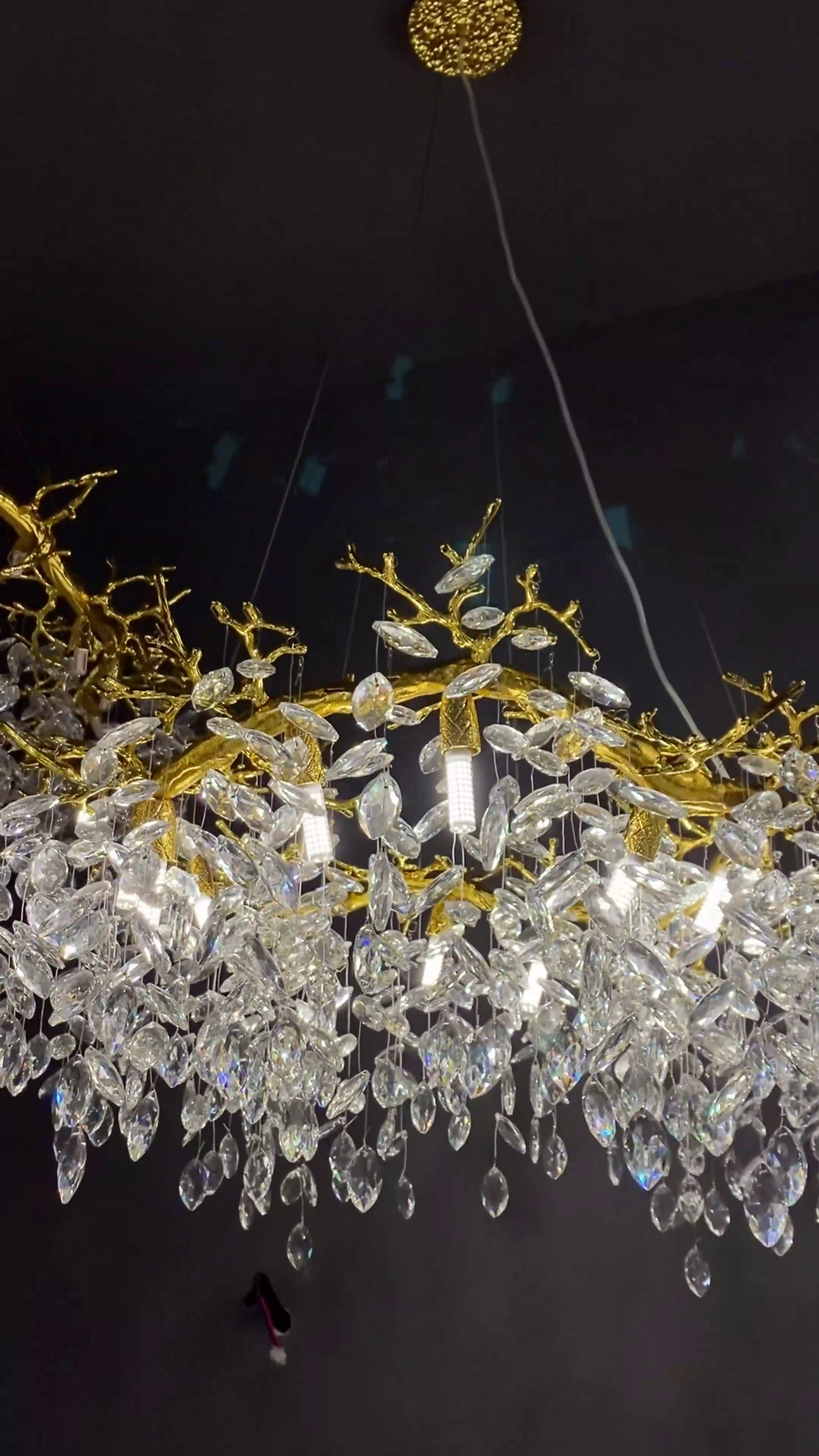Luxury Ring Branch Crystal Leaves Chandelier for Living Room Bedroom and Bathroom