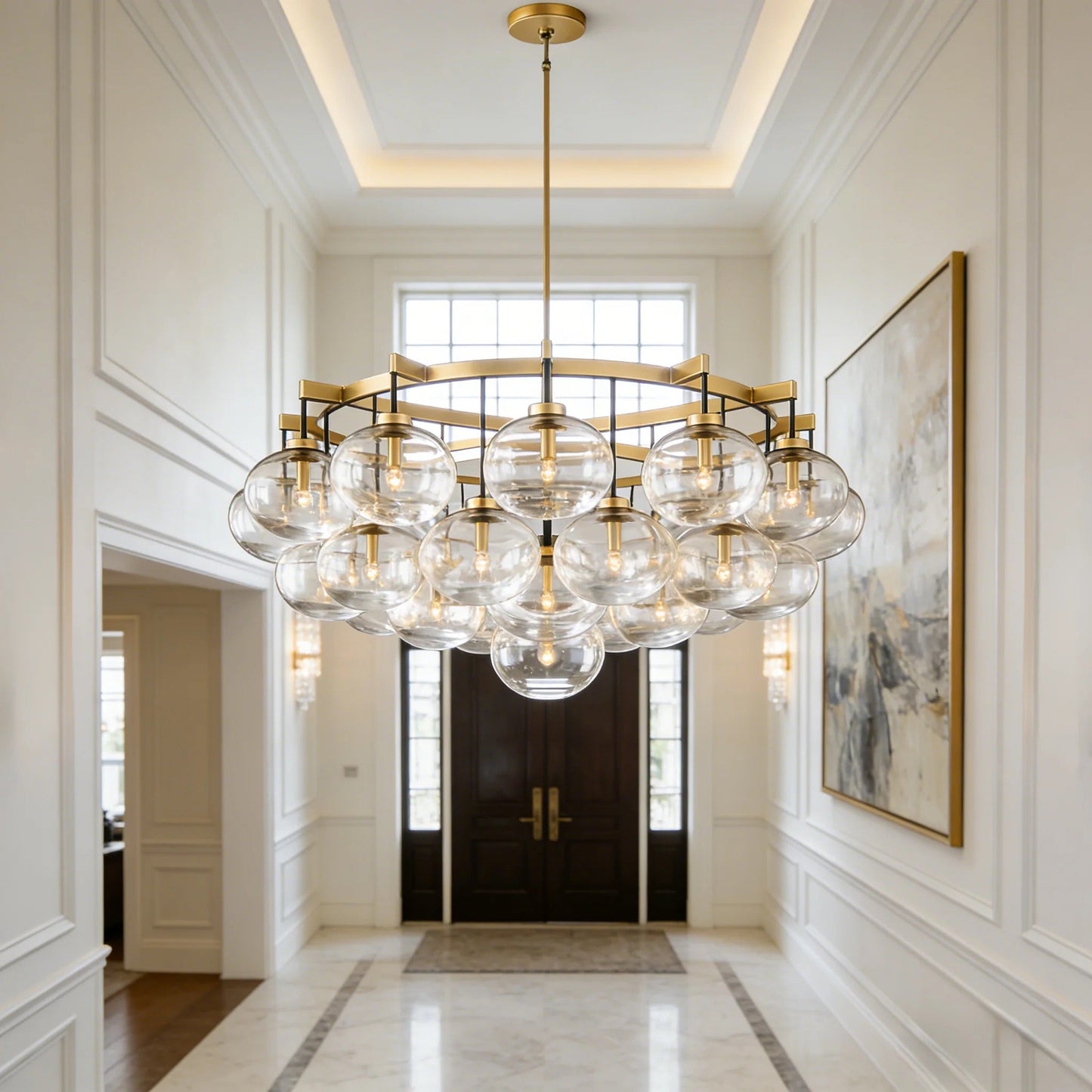 Cemisda Clear Glass Round Chandelier